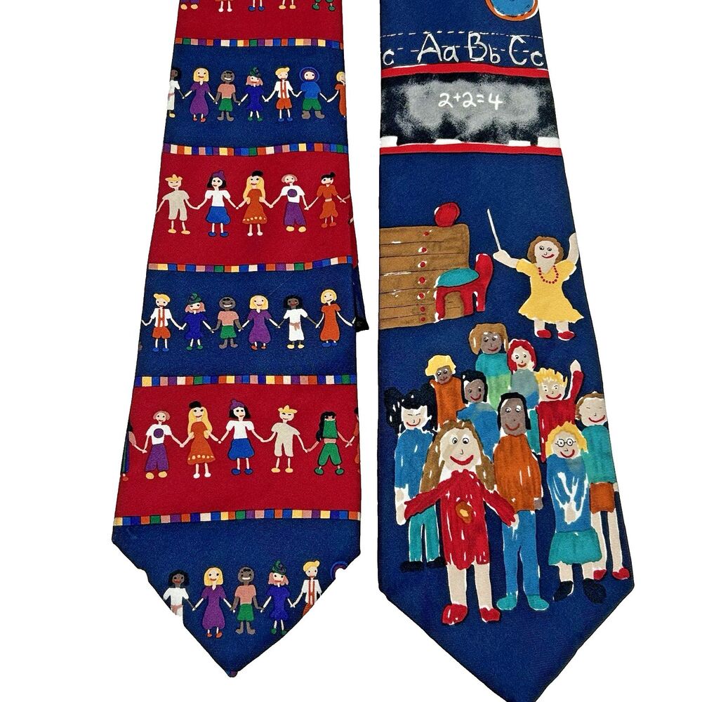 Save The Children Tie Necktie Colorful School Days Children Of The World Hands